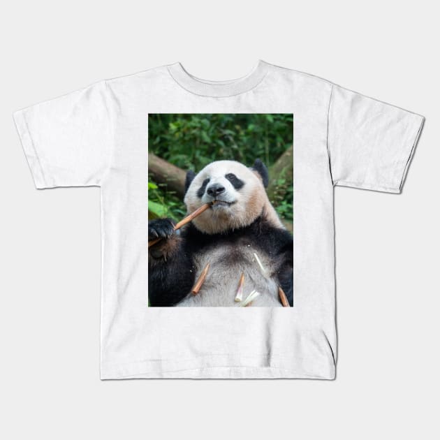 Panda Loves Bamboo! Kids T-Shirt by LukeDavidPhoto
